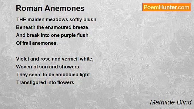 Mathilde Blind - Roman Anemones