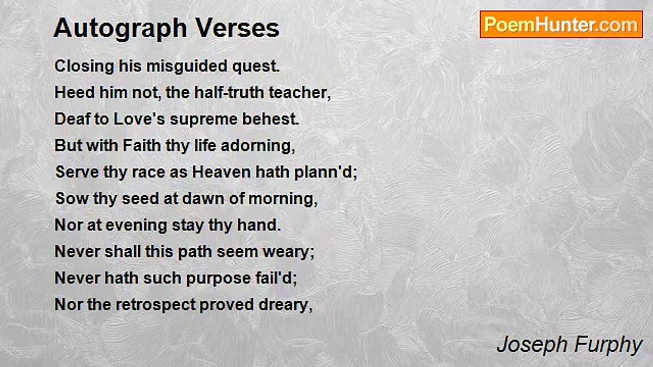 Joseph Furphy - Autograph Verses