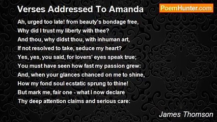 James Thomson - Verses Addressed To Amanda