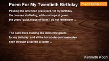 Kenneth Koch - Poem For My Twentieth Birthday