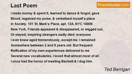 Ted Berrigan - Last Poem