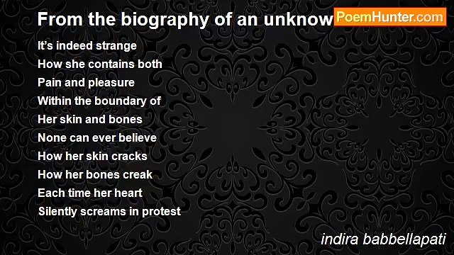 indira babbellapati - From the biography of an unknown woman: V