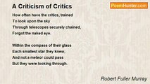 Robert Fuller Murray - A Criticism of Critics