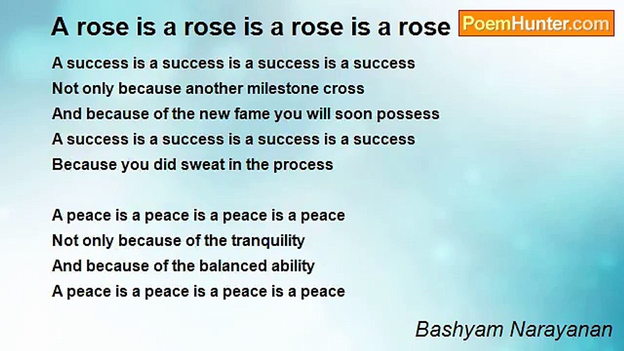 Bashyam Narayanan - A rose is a rose is a rose is a rose