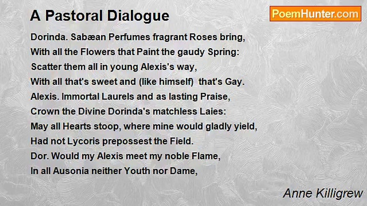 Anne Killigrew - A Pastoral Dialogue