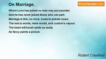 Robert Crawford - On Marriage.