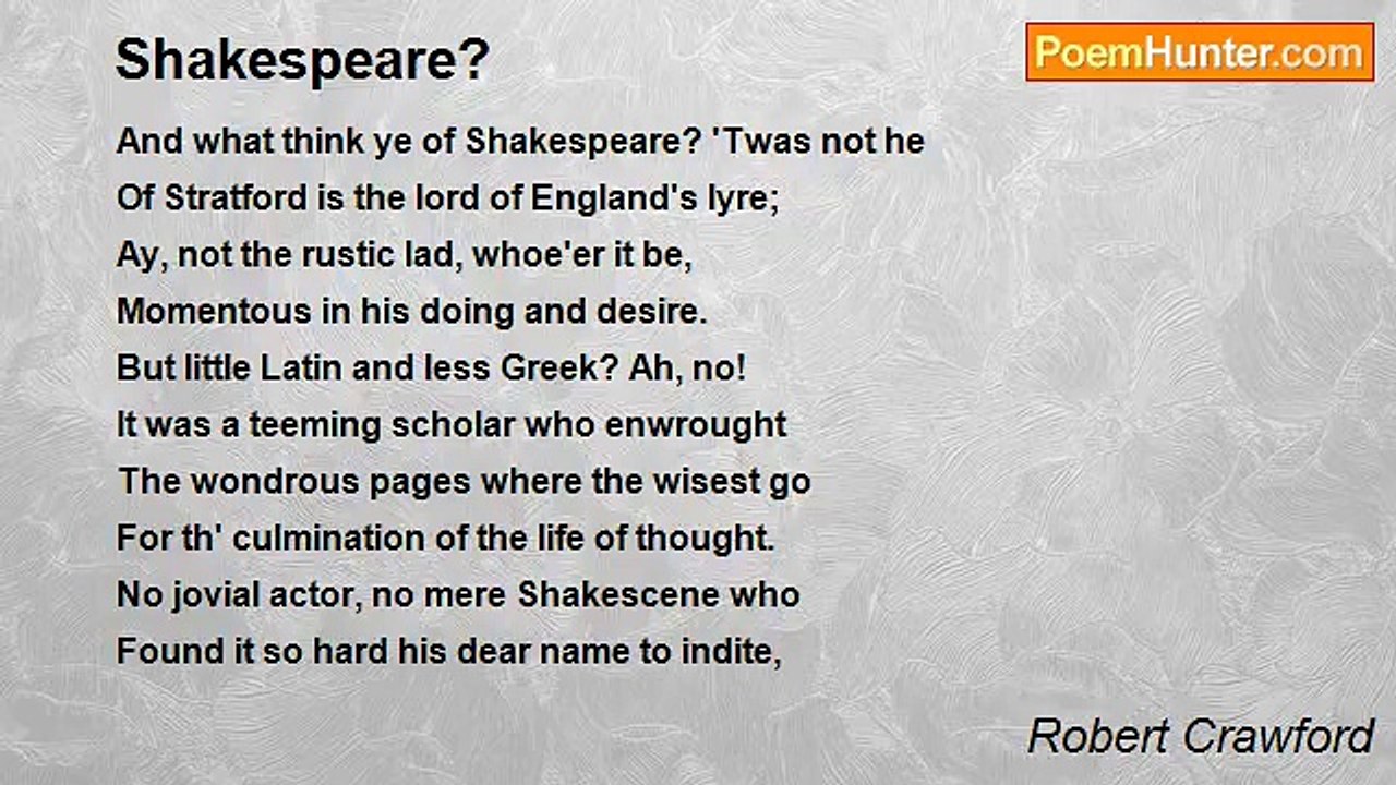 Robert Crawford - Shakespeare?