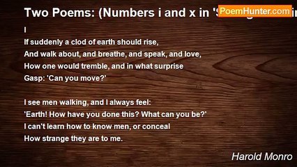 Harold Monro - Two Poems: (Numbers i and x in 'Strange Meetings.')