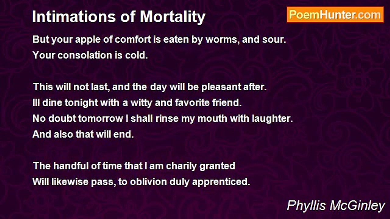 Phyllis McGinley - Intimations of Mortality