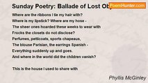 Phyllis McGinley - Sunday Poetry: Ballade of Lost Objects