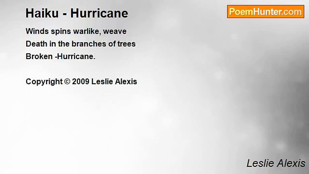 Leslie Alexis - Haiku - Hurricane