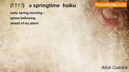 Alice Cuenca - (! ! ! !)   a springtime  haiku