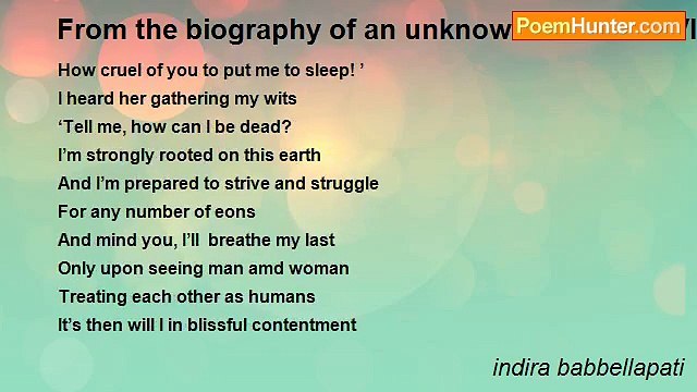 indira babbellapati - From the biography of an unknown woman: XVI
