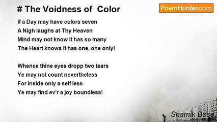 Shamik Bose - # The Voidness of  Color