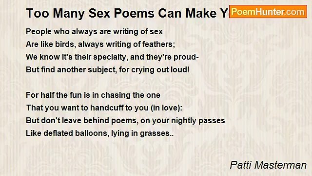 Patti Masterman - Too Many Sex Poems Can Make You Blind