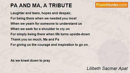 Lilibeth Sacmar Apat - PA AND MA, A TRIBUTE