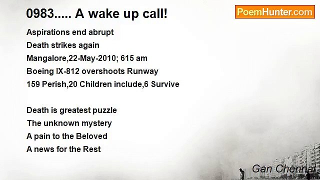 Gan Chennai - 0983..... A wake up call!