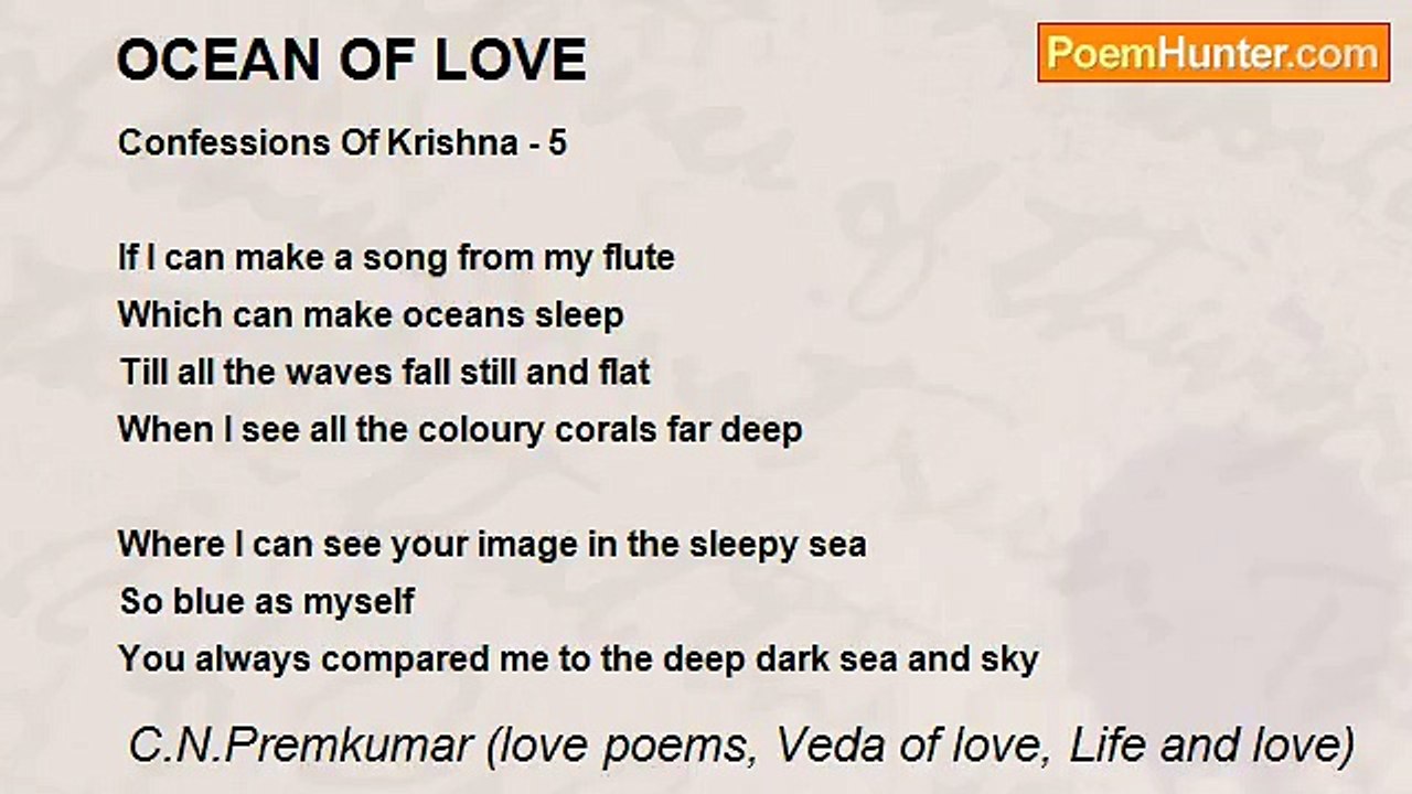 C.N.Premkumar (love poems, Veda of love, Life and love) - OCEAN OF LOVE