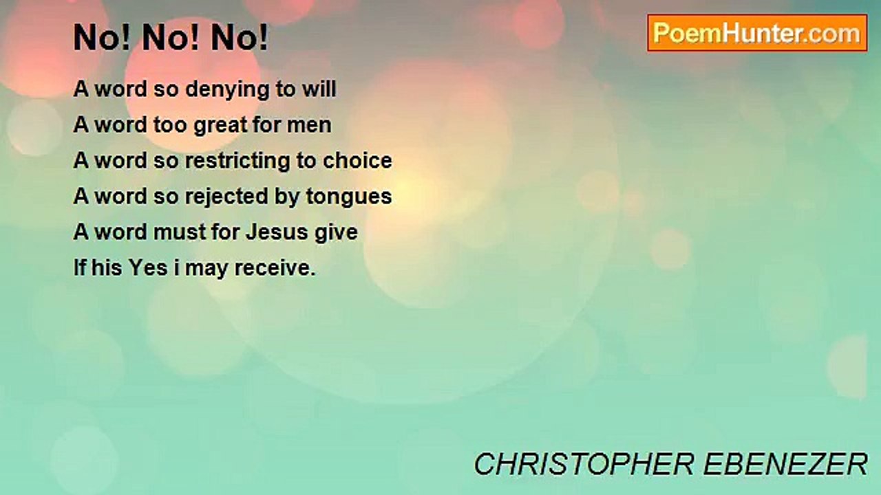 CHRISTOPHER EBENEZER - No! No! No!