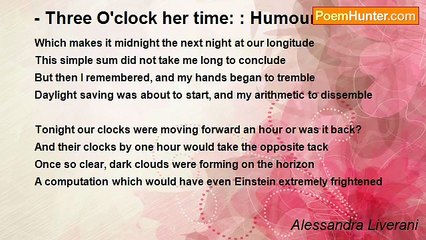 Alessandra Liverani - - Three O'clock her time: : Humour
