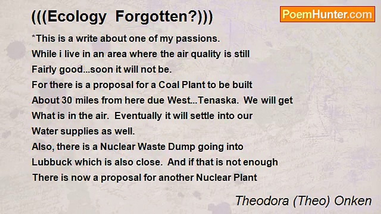 Theodora (Theo) Onken - (((Ecology  Forgotten?)))