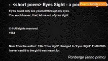 Ronberge (anno primo) - -   Eyes Sight - a poem for a girl I knew
