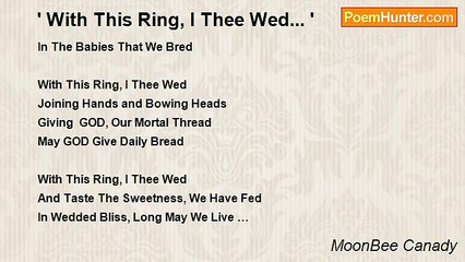 MoonBee Canady - ' With This Ring, I Thee Wed... '
