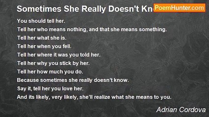 Adrian Cordova - Sometimes She Really Doesn't Know...