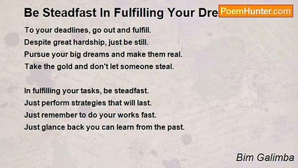 Bim Galimba - Be Steadfast In Fulfilling Your Dreams