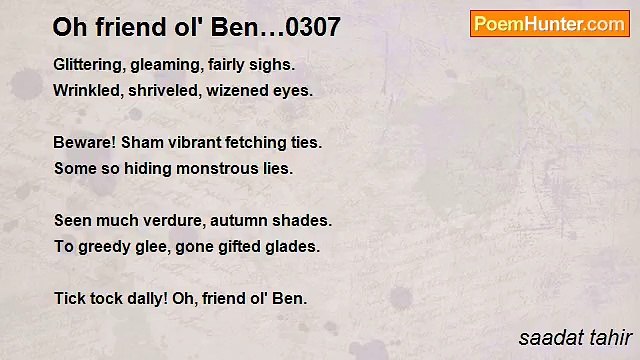 saadat tahir - Oh friend ol' Ben…0307