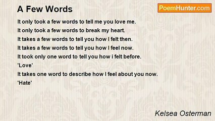 Kelsea Osterman - A Few Words