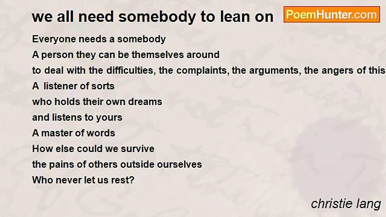 christie lang - we all need somebody to lean on