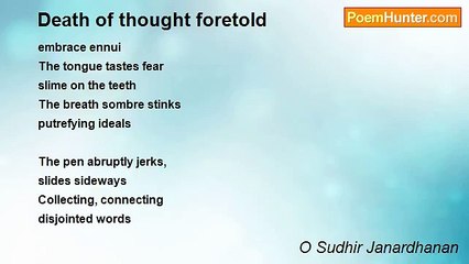 O Sudhir Janardhanan - Death of thought foretold