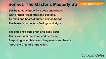 Dr John Celes - Sonnet: The Master’s Masterly Strokes