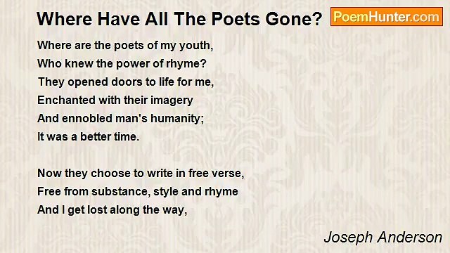 Joseph Anderson - Where Have All The Poets Gone?