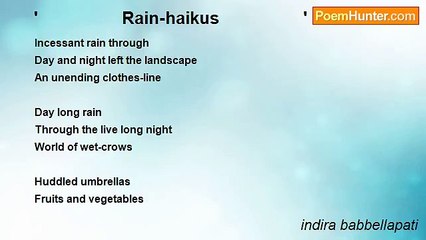 indira babbellapati - '                  Rain-haikus                  '