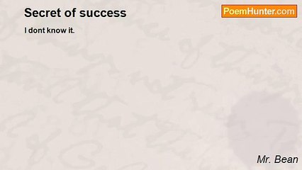 Mr. Bean - Secret of success