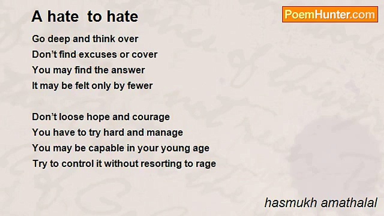 hasmukh amathalal - A hate  to hate