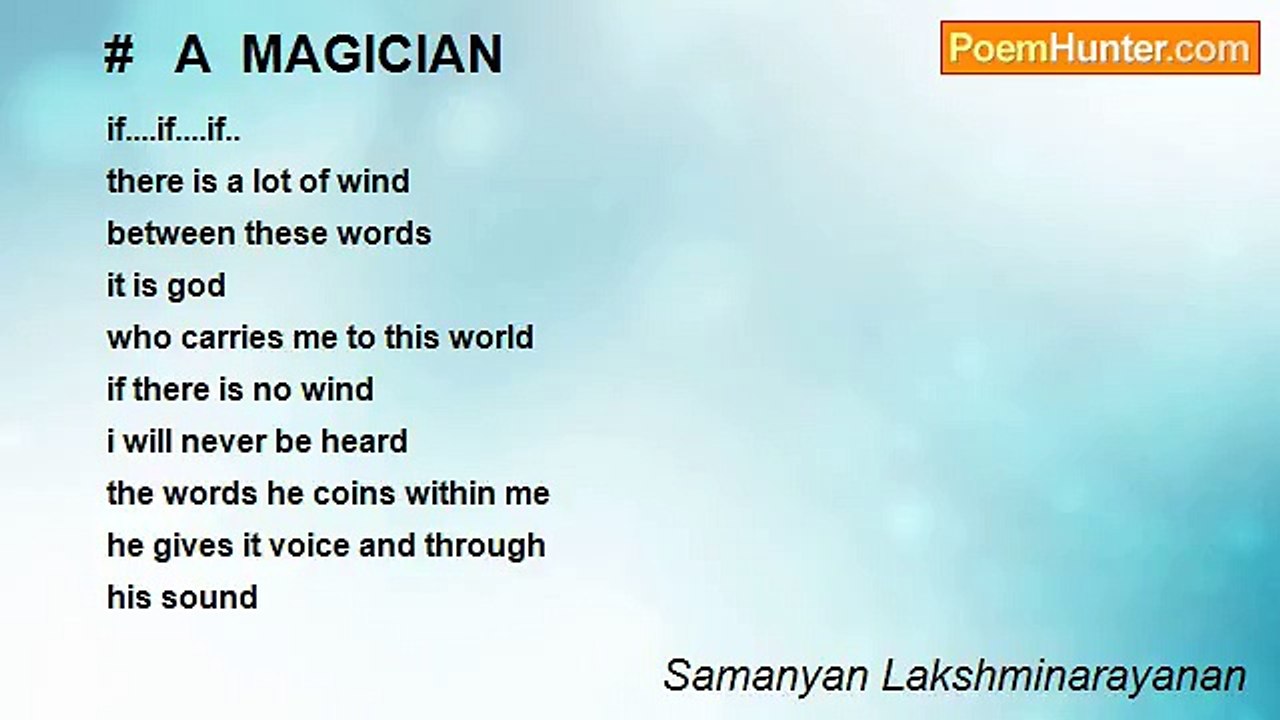 Samanyan Lakshminarayanan - #   A  MAGICIAN