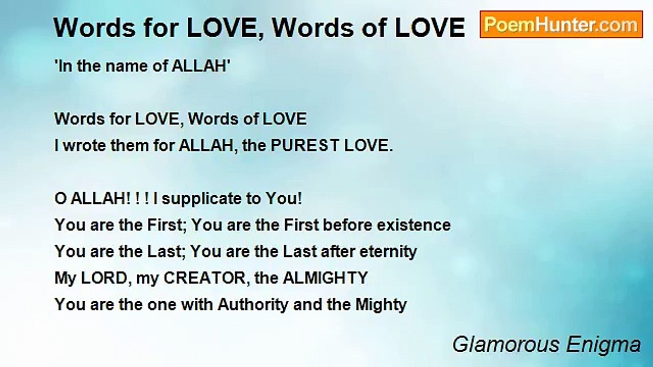 Glamorous Enigma -  Words for LOVE, Words of LOVE