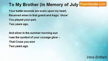 Vera Brittain - To My Brother (In Memory of July 1st, 1916)