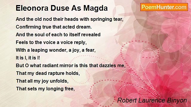 Robert Laurence Binyon - Eleonora Duse As Magda