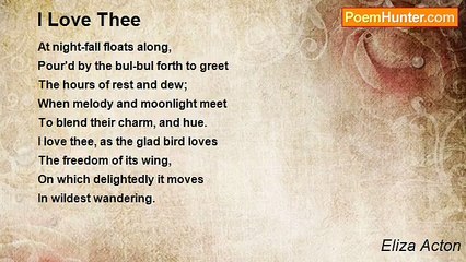 Eliza Acton - I Love Thee