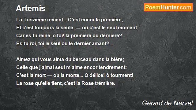 Gerard de Nerval - Artemis