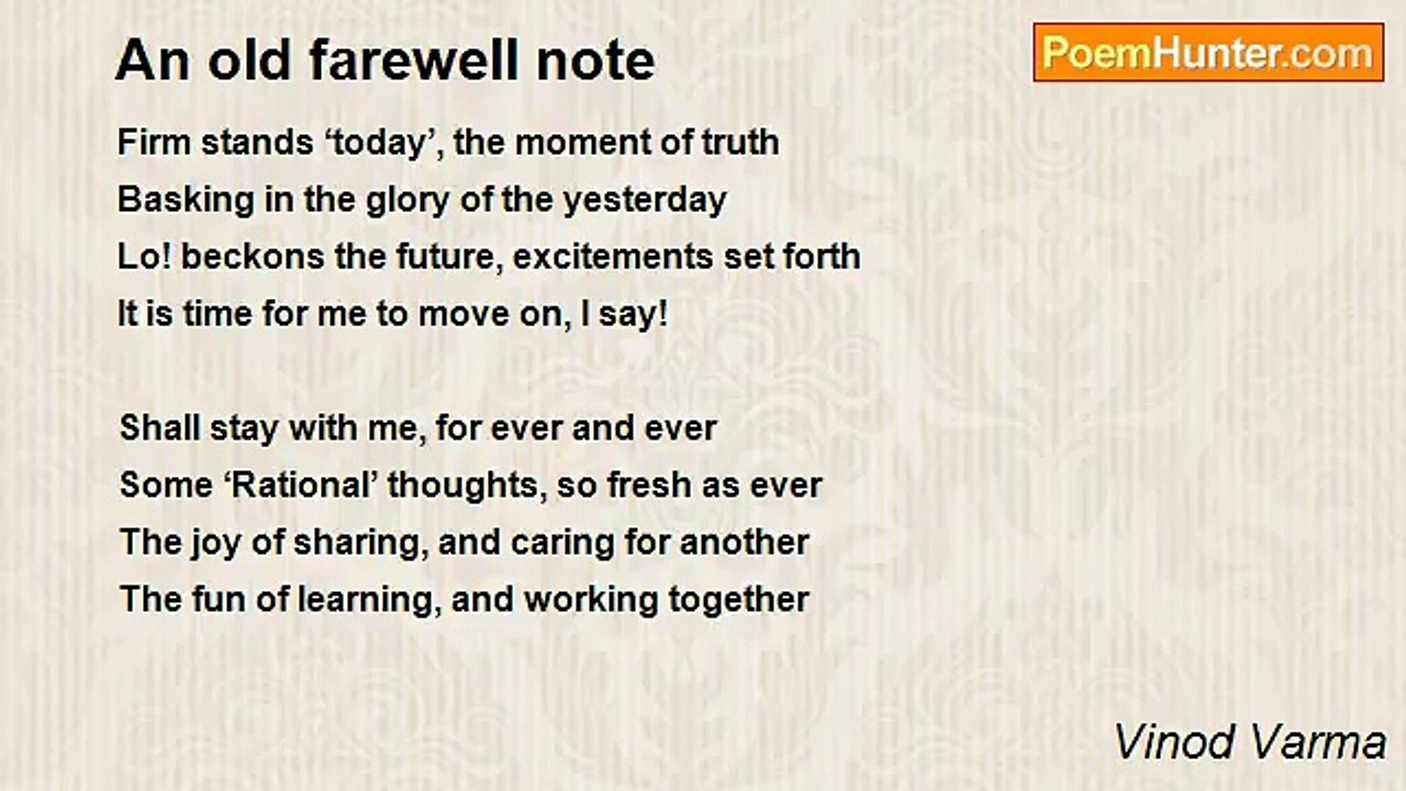 Vinod Varma - An old farewell note