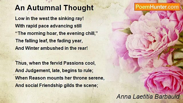 Anna Laetitia Barbauld - An Autumnal Thought