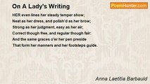Anna Laetitia Barbauld - On A Lady's Writing