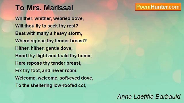 Anna Laetitia Barbauld - To Mrs. Marissal