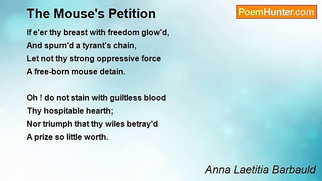 Anna Laetitia Barbauld - The Mouse's Petition