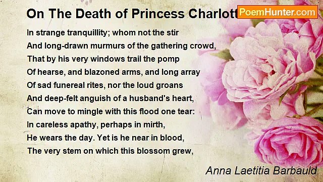 Anna Laetitia Barbauld - On The Death of Princess Charlotte